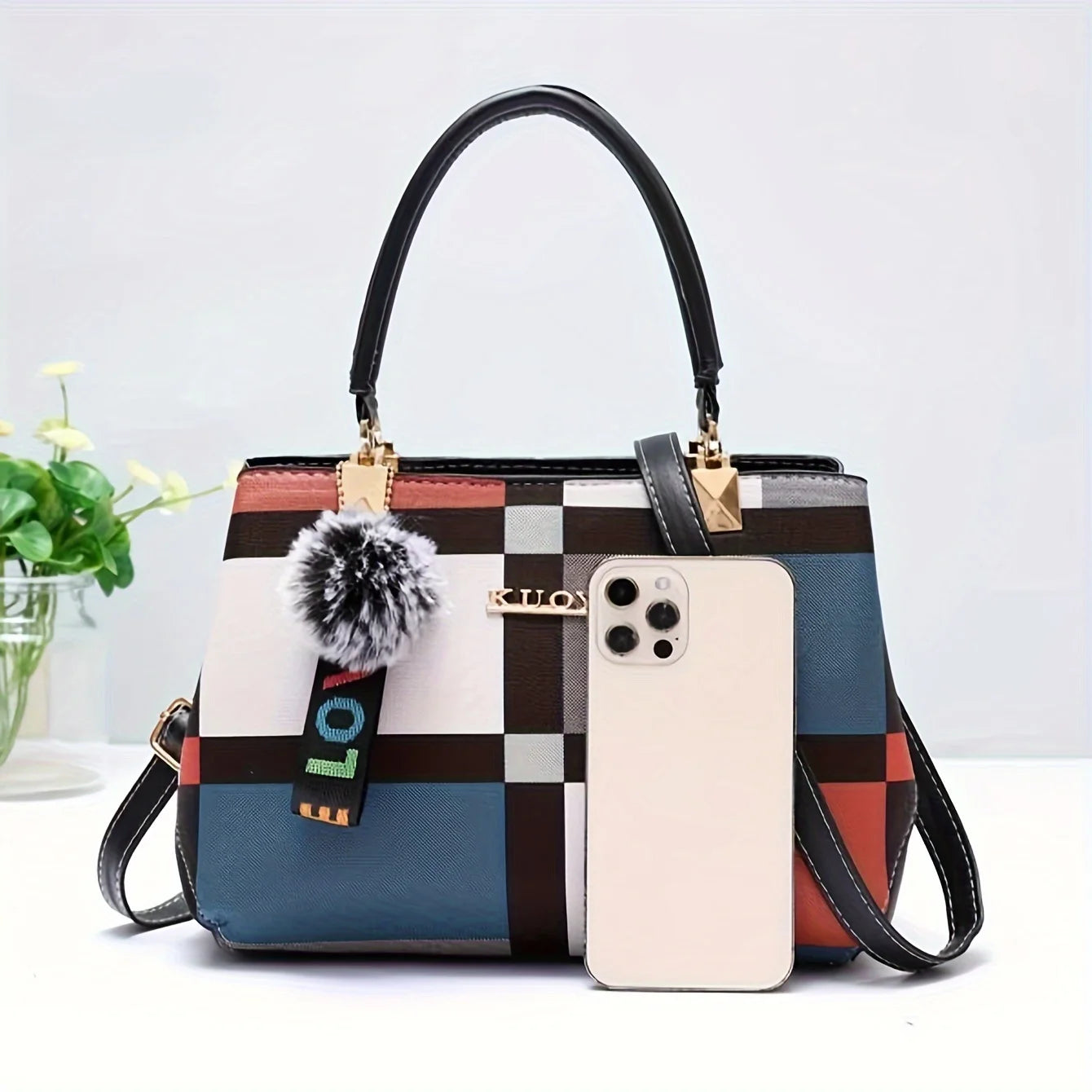 Checkered Mini Tote Bag Women’s Crossbody Shoulder Handb
