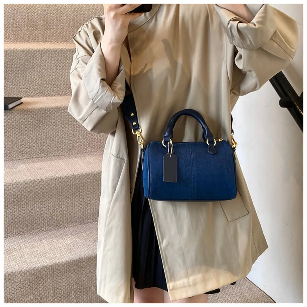 casual blue Boston handbag