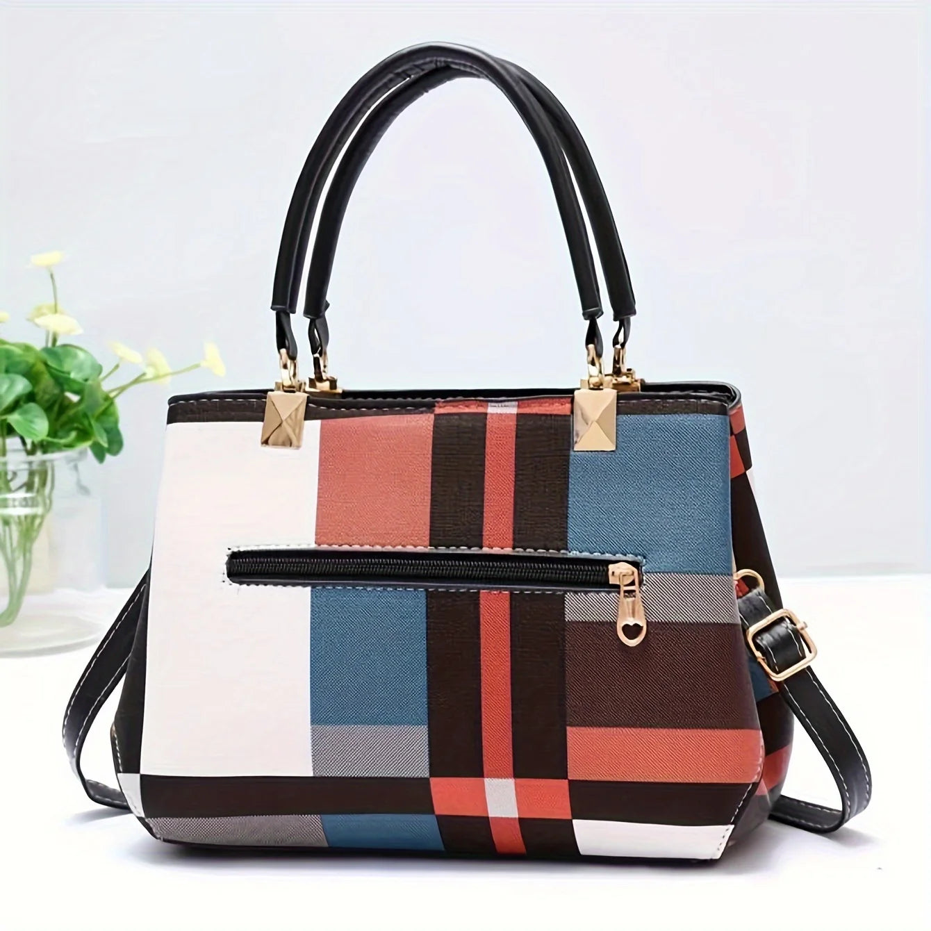 Checkered Mini Tote Bag Women’s Crossbody Shoulder Handb