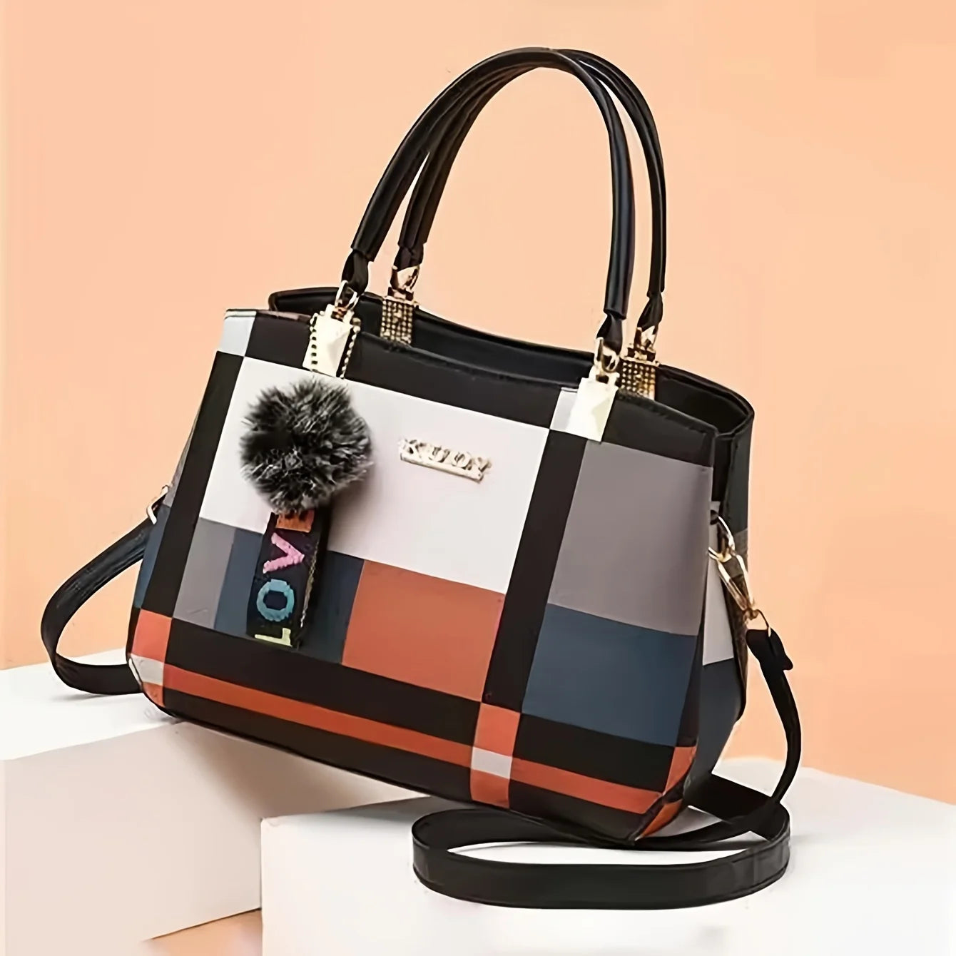 Checkered Mini Tote Bag Women’s Crossbody Shoulder Handb