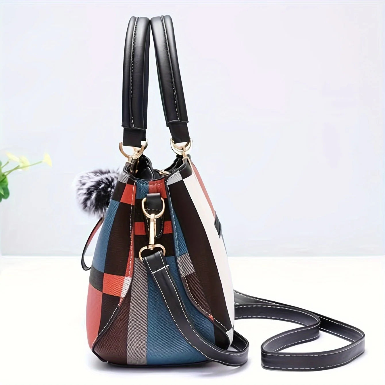 Checkered Mini Tote Bag Women’s Crossbody Shoulder Handb