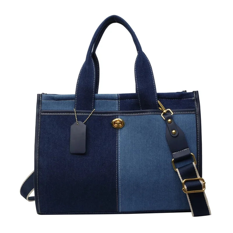 large denim tote bag women