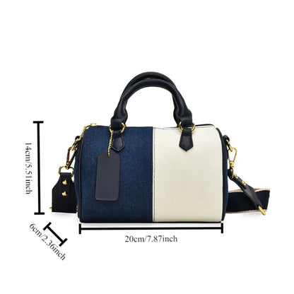 colour block denim handbag