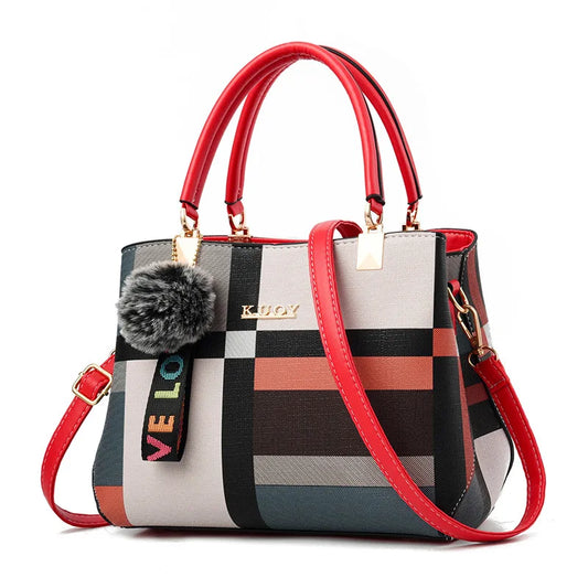 Red Chic Check Tote Bag Women’s Fashion Crossbody Handbag