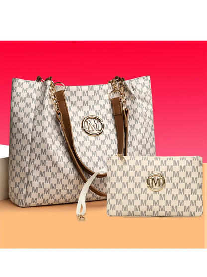 Fashion Letter Pattern Tote Bag with Charm, 2026 New Style Casual Large Capacity Shoulder Bag for Women Simple All-match Handbag