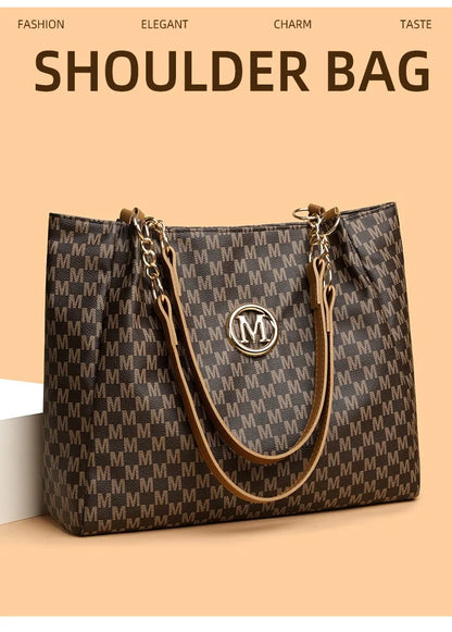 Fashion Letter Pattern Tote Bag with Charm, 2026 New Style Casual Large Capacity Shoulder Bag for Women Simple All-match Handbag