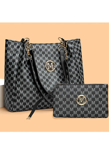 Fashion Letter Pattern Tote Bag with Charm, 2026 New Style Casual Large Capacity Shoulder Bag for Women Simple All-match Handbag